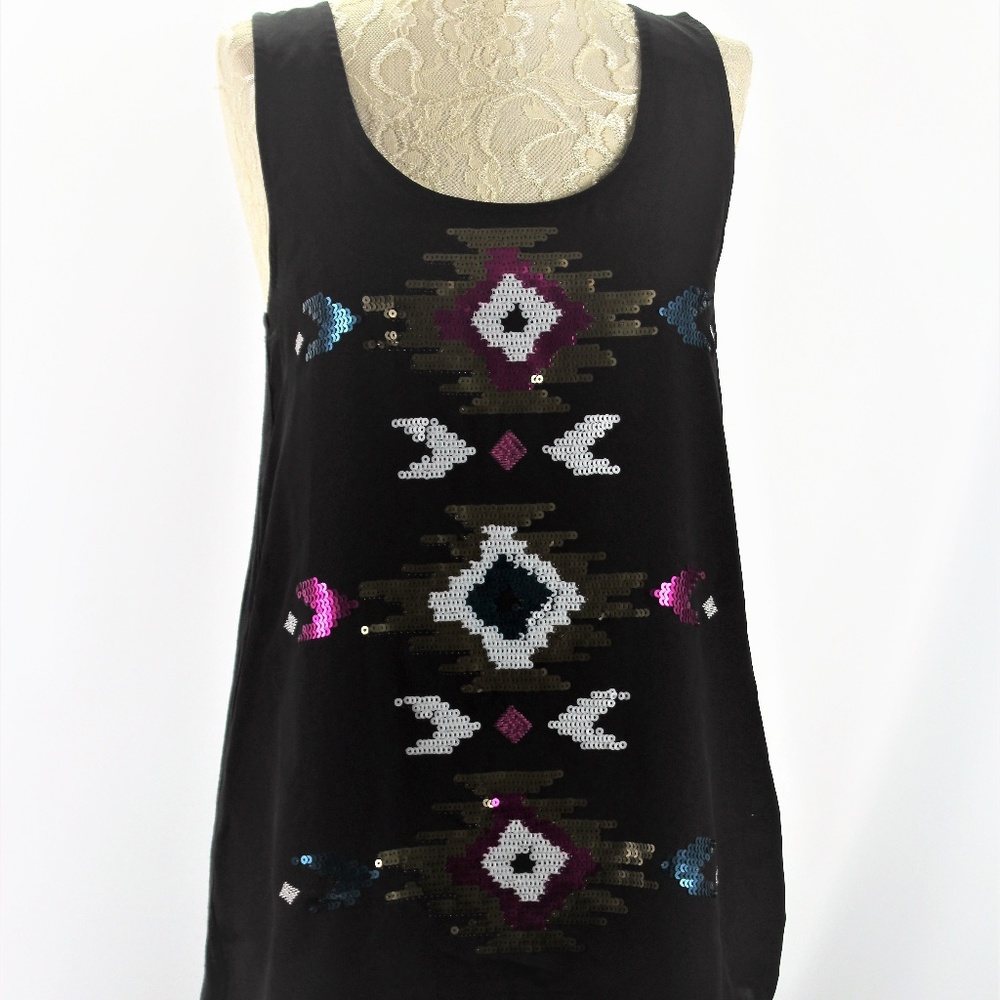 ROCK & REPUBLIC Hi- Low Sequined Southwest Tribal